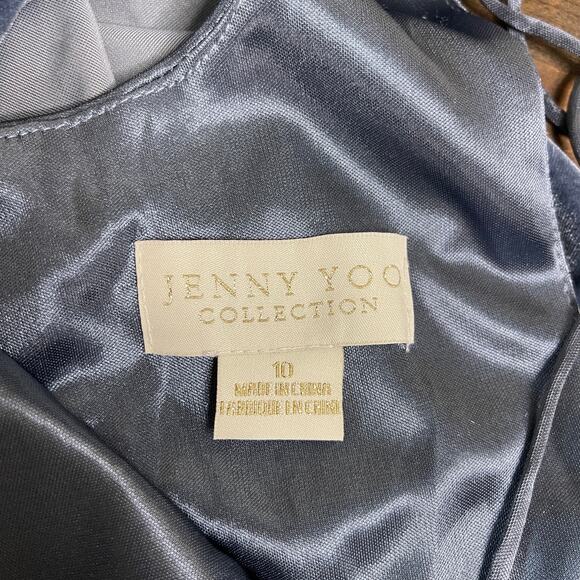 Anthro Jenny Yoo Ellis Light Blue Flutter Sleeve Open Back Velvet Dress Gown 10 - Picture 5 of 14